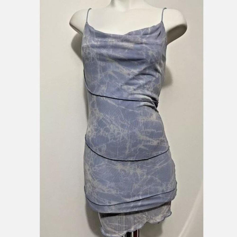 NWOT Forever 21 Blue Ombre Ruffle Straps Mini Dress Size S